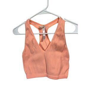 Free People Movement Peach Ribbed Racerback Sports Bra - Size S